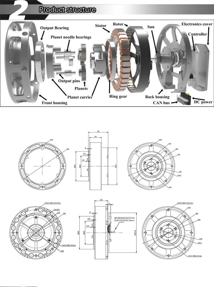 motor del módulo del actuador de la articulación del robot