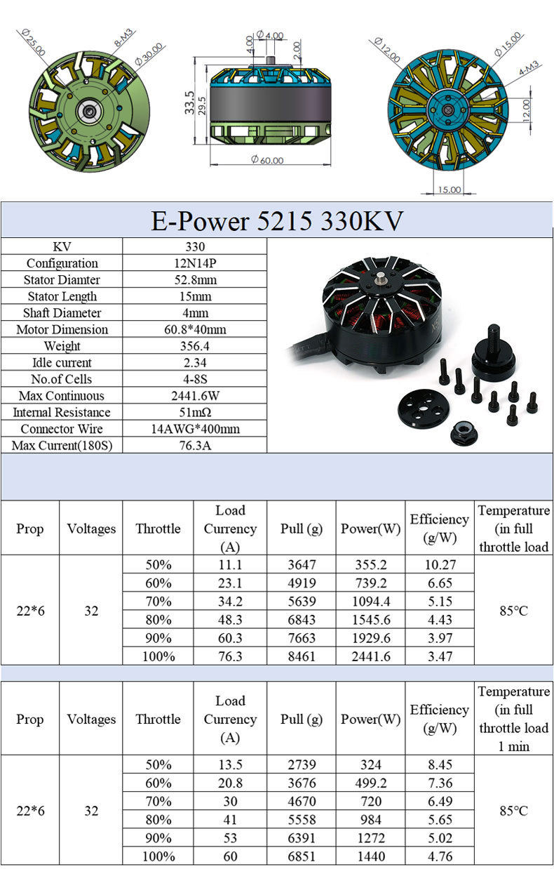 X5215 FPV Motor specification