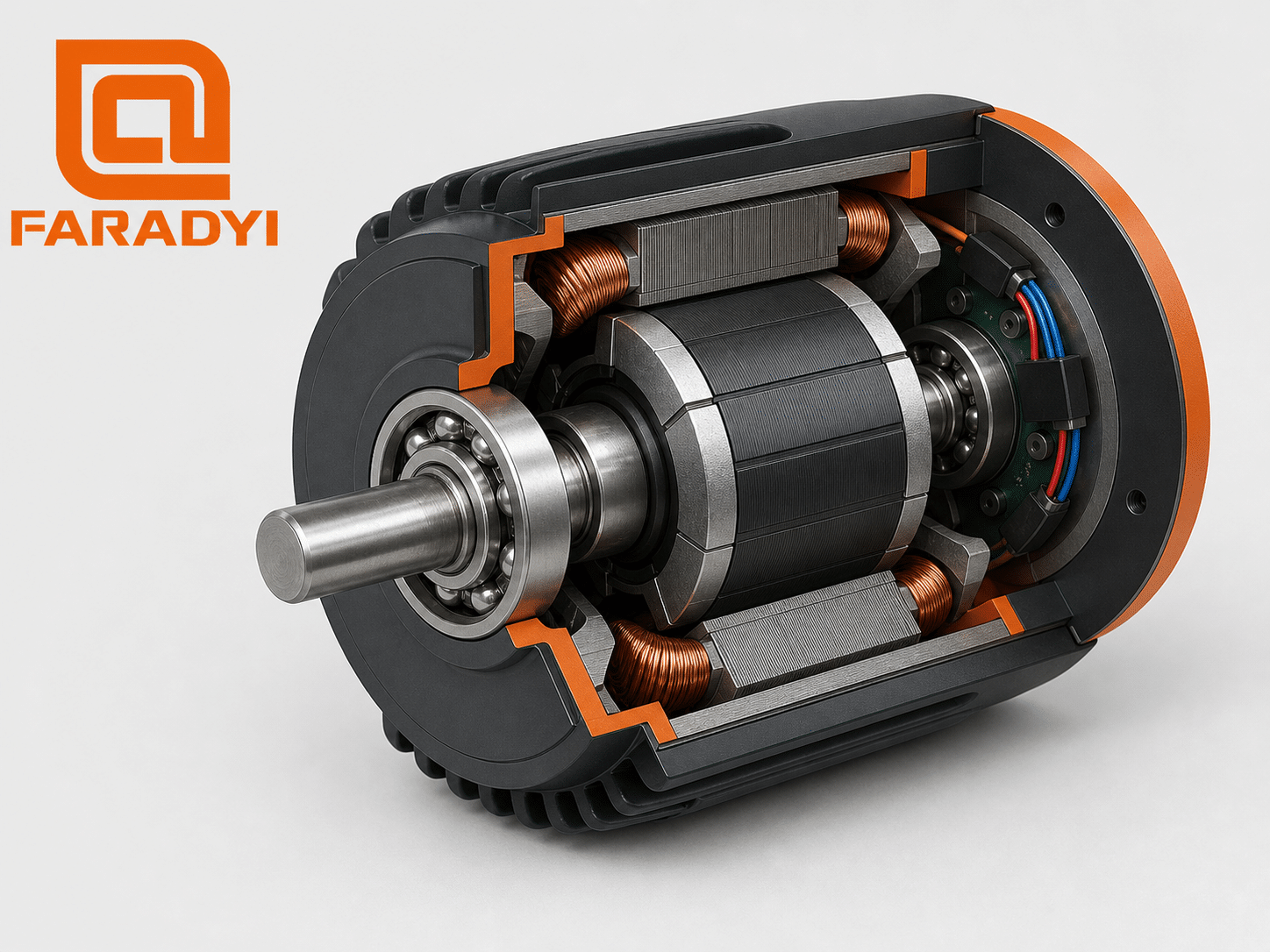 Cutaway showing the internal parts of a brushless DC motor